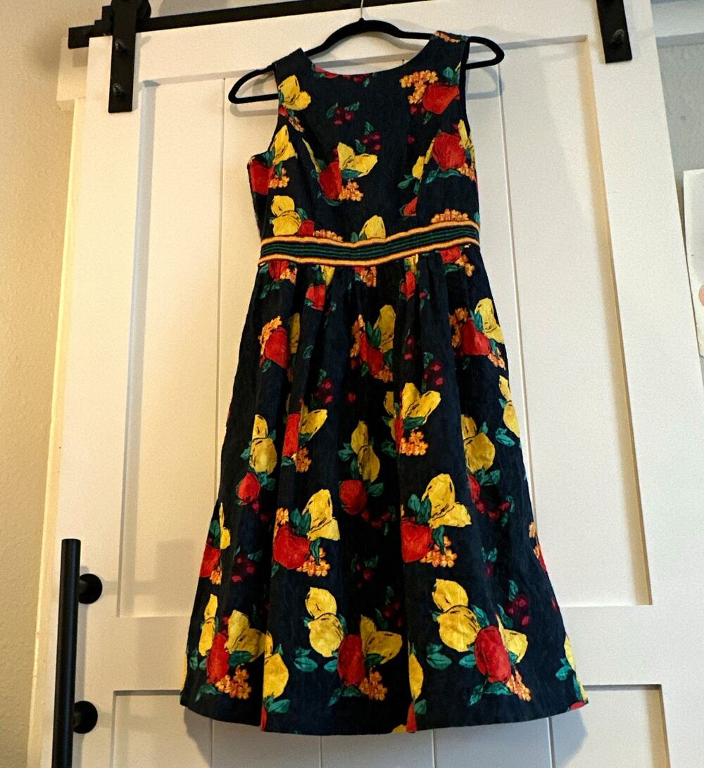 Eva Mendes New York & Company Women’s 6 Fit & Flare Floral Fruit High Neck Dress